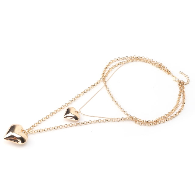 Collares con colgante de corazón multicapa, collares de cadena larga con corazón de aleación para mujer, oro