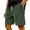 thumbnail image 4 of HKYNLAG Pacificozy Men's Shorts, Casual Corduroy Drawstring Elastic Waist, Summer Loose Fit Beach Shorts with Pockets Army Green L, 4 of 5