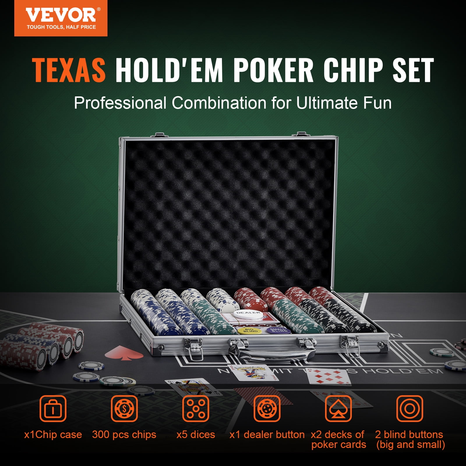 Amazon.com: Poker Set In Black Aluminum Case With 300 (11.5