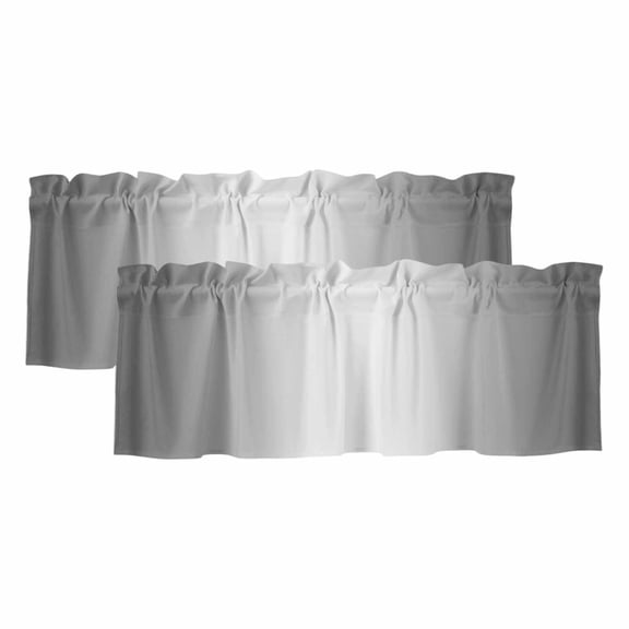 Grey Ombre Valances for Windows, Gray White Gradient Modern Abstract Art Light Filtering Kitchen Curtains, Rod Pocket Window Valance Curtains for Living Room Bedroom, 60" W x 18" L, 2 Panels