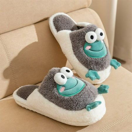 

CoCopeaunt Cute Rabbit Winter Horn Wool Womens Slippers Grey Home Casual Warm Women Slippers Shoes Home Thick Soled Plush Wome