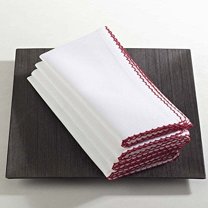 Fennco Styles Whip Stitched 100% Cotton Cloth Napkins 20" W x 20" L, Set of 4 - Red Dinner Napkins for Home Décor, Dining Table, Holiday, Banquets, Family Gathering and Special Occasion