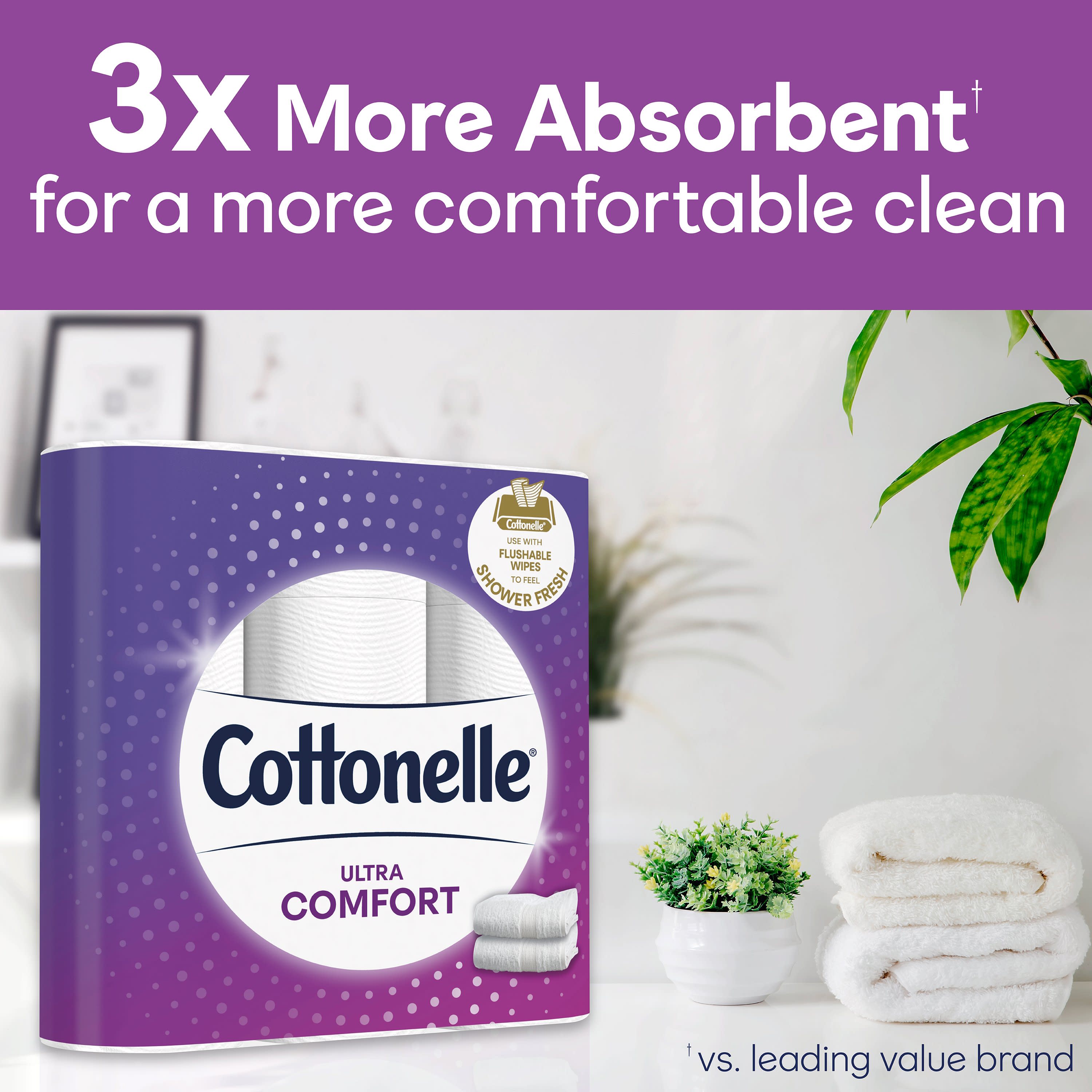 Cottonelle Ultra Comfort Toilet Paper, 12 Double Rolls, 154 Sheets per Roll (1,848 Total) - image 4 of 9