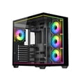 thumbnail image 2 of DIYPC IDX3-ATX-ARGB Black Dual USB3.0/ Type C Tempered Glass ATX Gaming Computer Case w/ Dual Tempered Glass Panel and 4 x ARGB PWM Fans (Pre-Installed). Integrated ARGB Light Strip., 2 of 11
