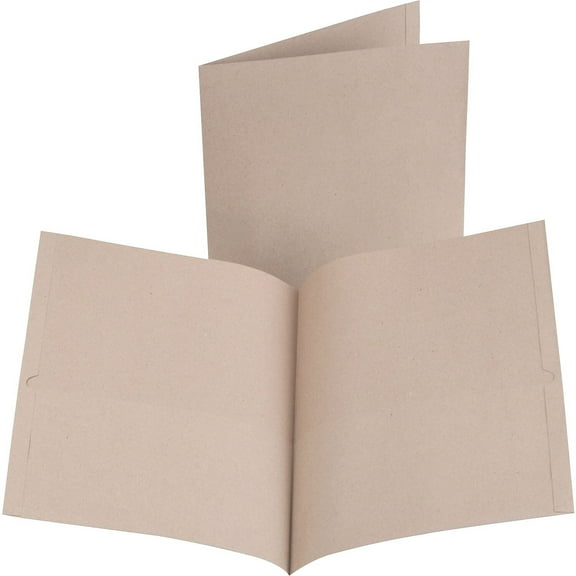 Earthwise By Oxford 100% Recycled Paper Twin-Pocket Portfolio, 100 Sheet Capacity, 11 X 8.5, Natural, 10/pack | Bundle of 5 Packs