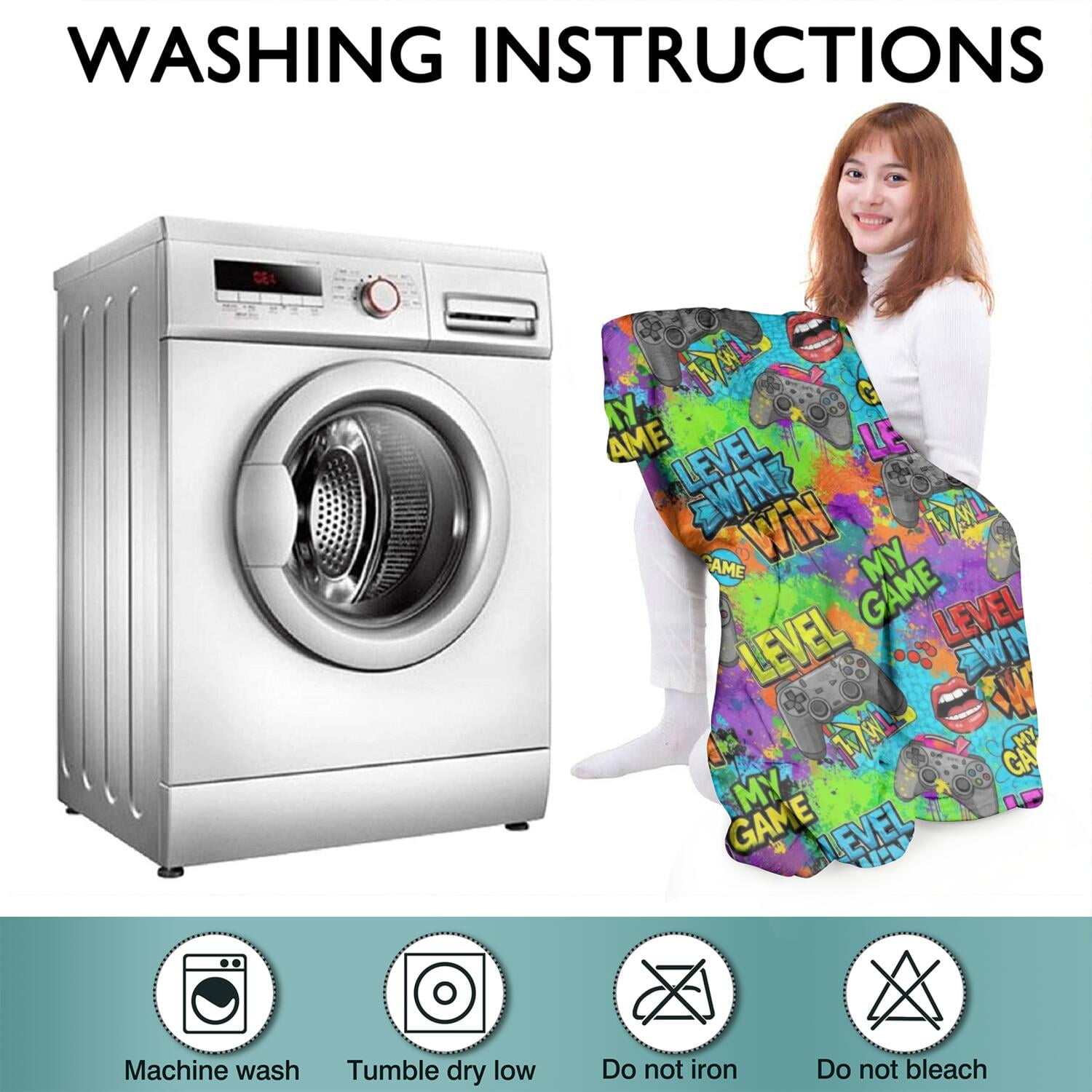Wearable Oversized Blanket,Multicolor Controllers Games Icons Colorful Pattern Wearable Blanket Hoodie for Adults,Cozy Hooded Blankets with Super Pockets,Super Warm Fuzzy Pullover for Women & Men