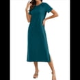 thumbnail image 1 of Vestido Holgado de Verano para Mujer, Cuello Redondo, Informal, con Abertura, Antiarrugas y Bolsillos. Verde L, 1 of 5