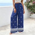 thumbnail image 2 of DHFJKG Linen Pants Women Boho Printed Flowy Wide Leg Palazzo Lightweight Casual Drawstring Summer Pants Beach Vacation Clothes Stylish Trousers, 2 of 4