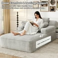 thumbnail image 3 of 67'' Oversized Chaise Lounge Chair, Cloud Plush Corduroy Sofa Bed for Living Room, Modern Deep Seat Sleeper Couch with Back Cushion, No Assembly Required, (Oyster White), 3 of 15