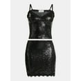 thumbnail image 5 of No Boundaries Sequin Mesh Tank Top and Lace Mini Skirt Set, 2-Piece, Women's, 5 of 5