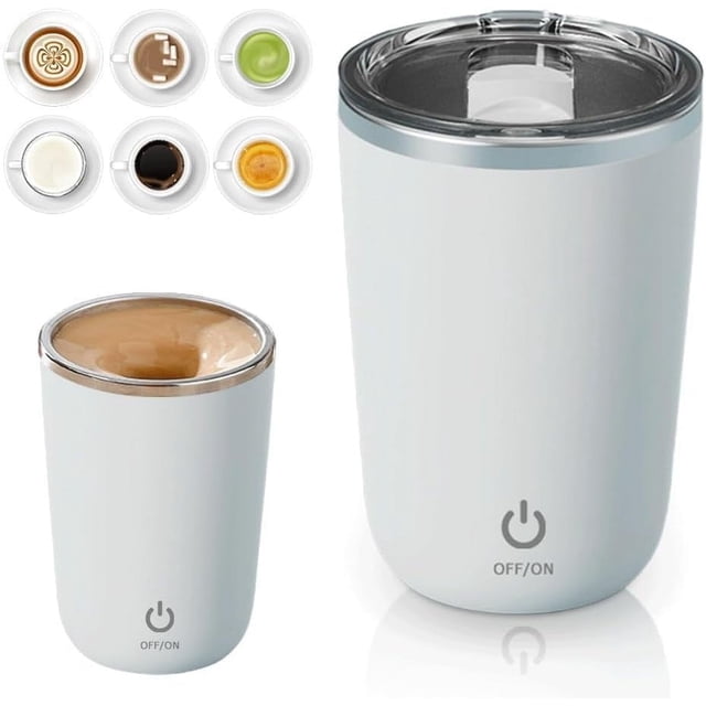 Automatic Magnetic Stirring Coffee Mug 2025 Innovative Rechargeable Cup with Built-In Mixer, Perfect for High-Speed Mixing at Home or Office (White)
