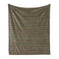 thumbnail image 1 of African Soft Flannel Fleece Throw Blanket, Folkloric Style Geometric Triangles Funky Folk Bohemian Stripes, Cozy Plush for Indoor and Outdoor Use, 50" x 60", Pale Coffee and Jade Green, by Ambesonne, 1 of 5