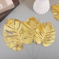 thumbnail image 2 of 12 hojas decorativas artificiales de simulación dorada de Monstera para la decoración del banquete de boda en casa (tamaño S + tamaño M + tamaño L, 4 para cada tamaño), 2 of 6