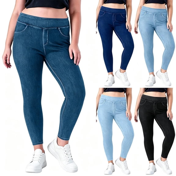 Zormilly Jeans for Women Plus Size Elastic High Waisted Stretch Skinny Jeans with Pockets Casual Comfatable Slim Jeans, XL-4XL
