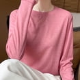 thumbnail image 6 of Liuinsasek Women's Long-Sleeve Top Knit Pullover Fashionable Thin Lightweight Solid-Color Round-Neck Base Layer Winter Outfits, 6 of 8