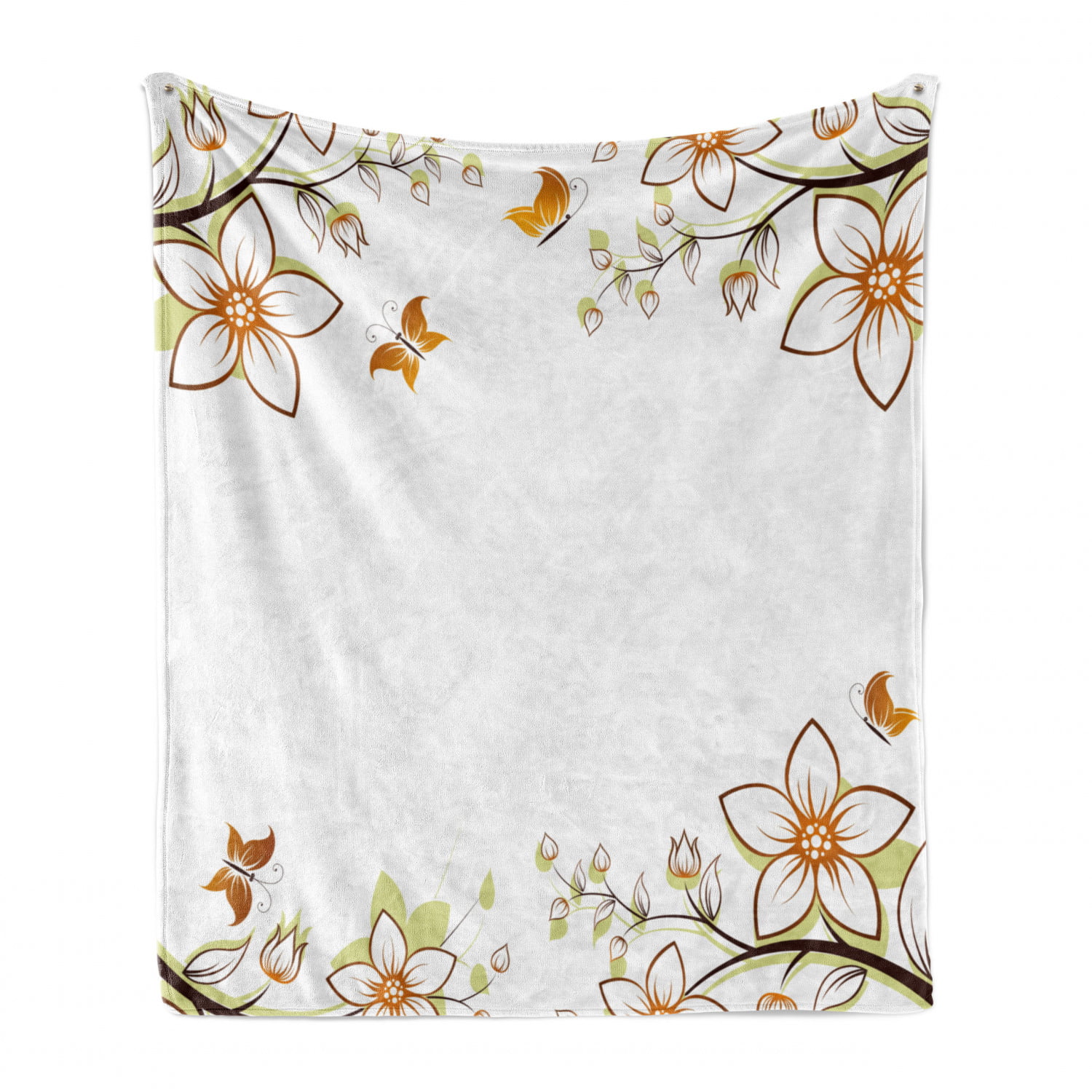 Akdeps Floral Pattern with Butterflues Leaves and Plants Soft Aldult Throw Blanket Comfort Flannel Fleece Throw Blanket for Everyone 50x60 