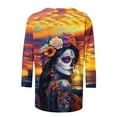 thumbnail image 5 of Xdegoge Dia De Los Muertos Shirt Women Day of The Dead Shirts Mexico Skeleton 3/4 Sleeve Tops Plus Size Mexican Skull Tequila T Shirt Vintage Holiday Party Blouses Tequila Costume Crew Neck Tshirts, 5 of 6