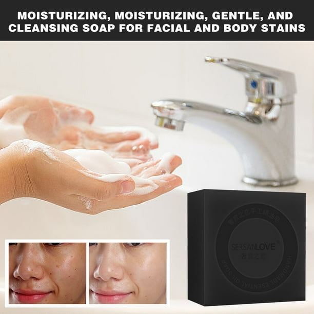 Barra de jabón de aceite de carbón para el rostro Hidratación corporal Limpieza profunda Eliminación de puntos negros | Fórmula herbal a base de plantas | Unisex | Paquete individual de 100 g | Para