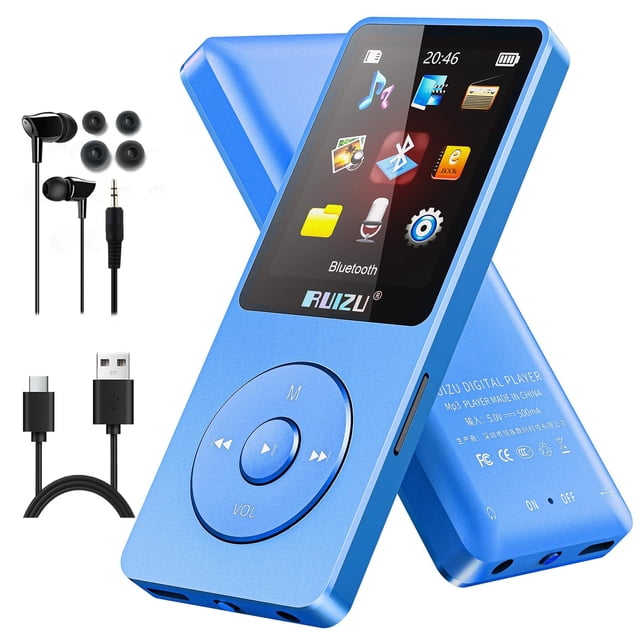 Reproductor MP3 RUIZU de 64 GB con Bluetooth 5.3, 80 horas de reproducción, color azul