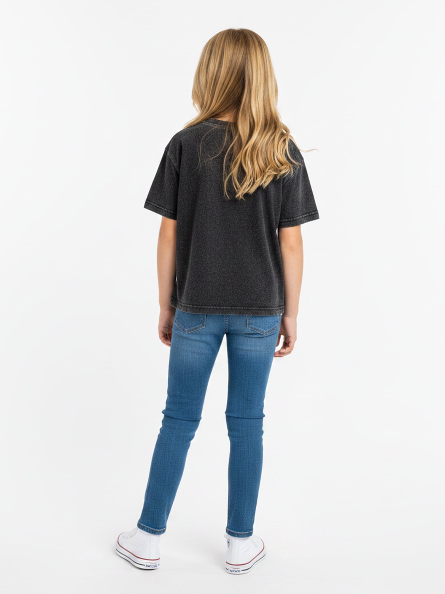 K Pop Demon Hunters Girl’s Boxy Mineral Washed Halloween Crewneck Tee with Short Sleeves, Sizes 4-16