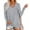 Gray, variant on POTETI Shirts for Women Button Down Winter Casual Round Neck Long Sleeve Loose T-Shirt Blouse Pocket White Womens Blouses and Tops