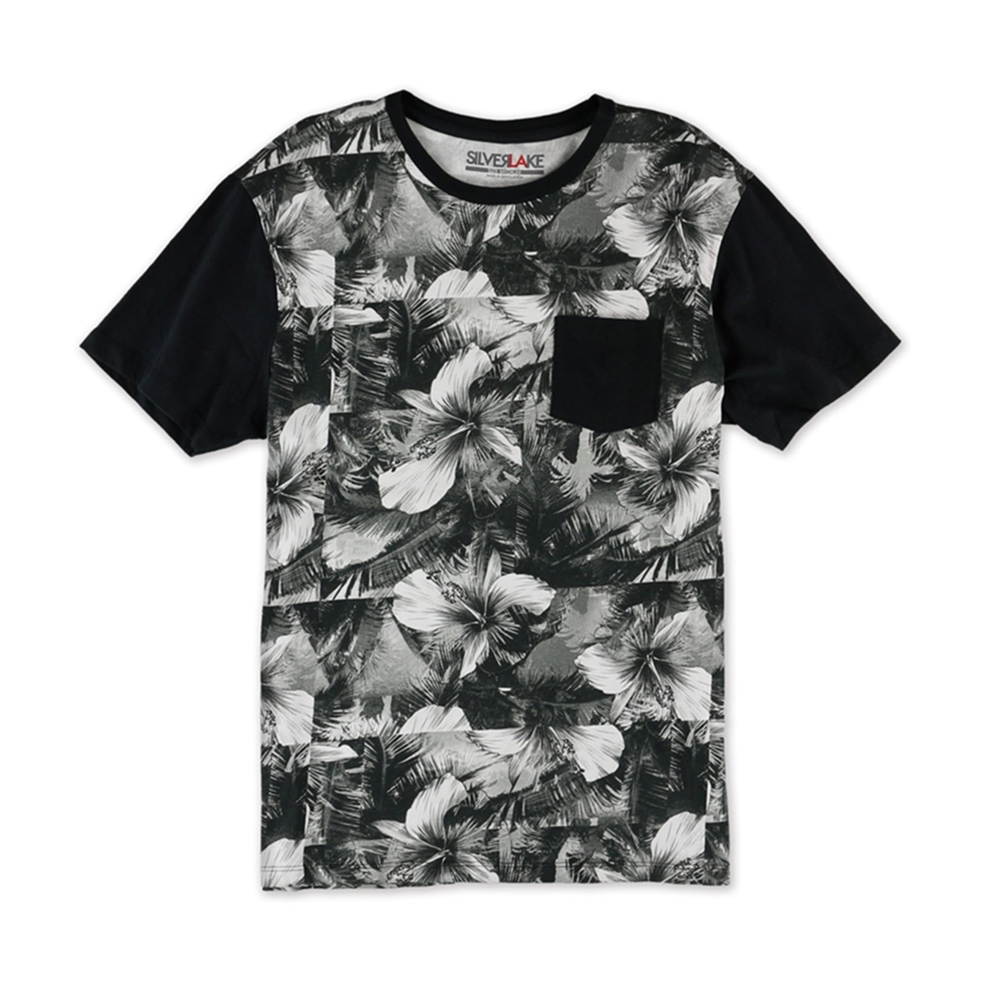 black and silver graphic tee
