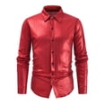thumbnail image 3 of Shiny Metallic Shirt for Men Long Sleeve Button Down Collared Dress Shirt Stage Performance Dancewear Wedding Party, 3 of 6