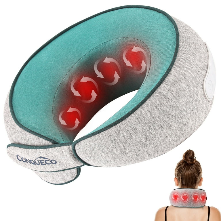 CONQUECO Neck Massager, Shiatsu Neck Massager Pillow with Heat Deep  Kneading Massage for Neck and Shoulder, Cordless with Rechargeable Battery  