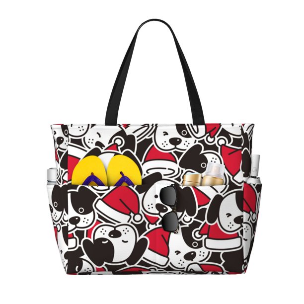Easygdp Cute Dog Bolsa de Viaje de Playa de Gran Capacidad, Bolsa Tote Perfecta para la Playa, Escapadas de Fin de Semana y Viajes