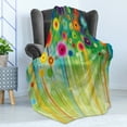 thumbnail image 4 of Flower Soft Flannel Fleece Blanket, Abstract Dandelion Inspired Spiral Blooms Petals Geometrical Shapes Nature Art Theme, Cozy Plush for Indoor and Outdoor Use, 50" x 60", Multicolor, by Ambesonne, 4 of 5