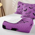 thumbnail image 4 of Homewish Halloween Bat Bed Spread Queen,Silhouette Pattern Queen Coverlet Set,Bright Purple Black,3pcs, 4 of 7
