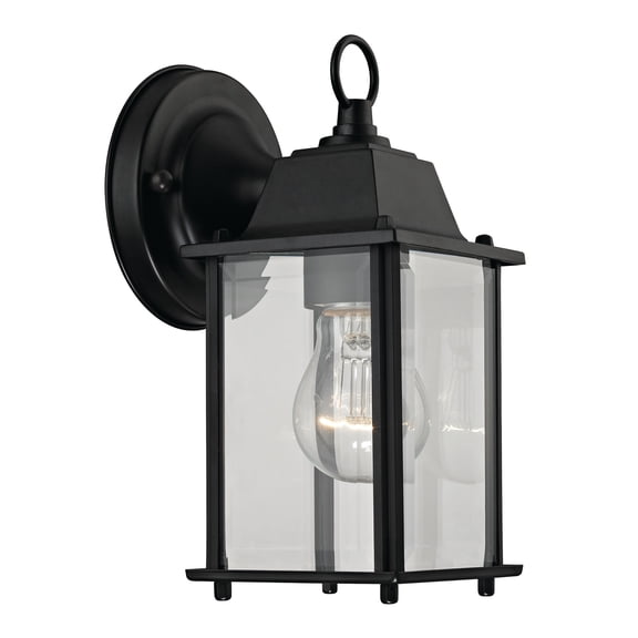 Atlas Lighting and Home 1-Light Lantern Style Outdoor Wall Sconce with Finial Cap - 9" - Matte Black