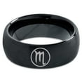 thumbnail image 2 of Tungsten Horoscope Scorpio Band Ring 8mm Men Women Comfort Fit Black Dome Brushed Polished, 2 of 4