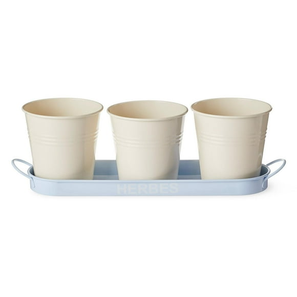 Ens. de 3 jardinières FRAÎCHE collection printanière en métal pour fines herbes Taille unique