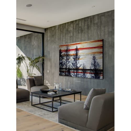 "Red Striped Sky" Painting Print on Brushed Aluminum