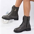 thumbnail image 5 of Willtoo Womens Ankle Boots Buckle Decor Lace Up Side Zipper Booties Low Block Heel Lug Sole Casual Short Boots for Winter Daily Wear, 5 of 6