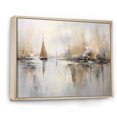 thumbnail image 2 of Designart "Striking Beige And Gold Skyline By The Coast I" Port Landscape Floater Framed Canvas Wall Art, 2 of 5