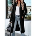 thumbnail image 4 of Women'S Open Front Knited Loose Cardigan Casual Long Sleeve Draped Knit Pockets Long Jackets Sweater Black L, 4 of 9