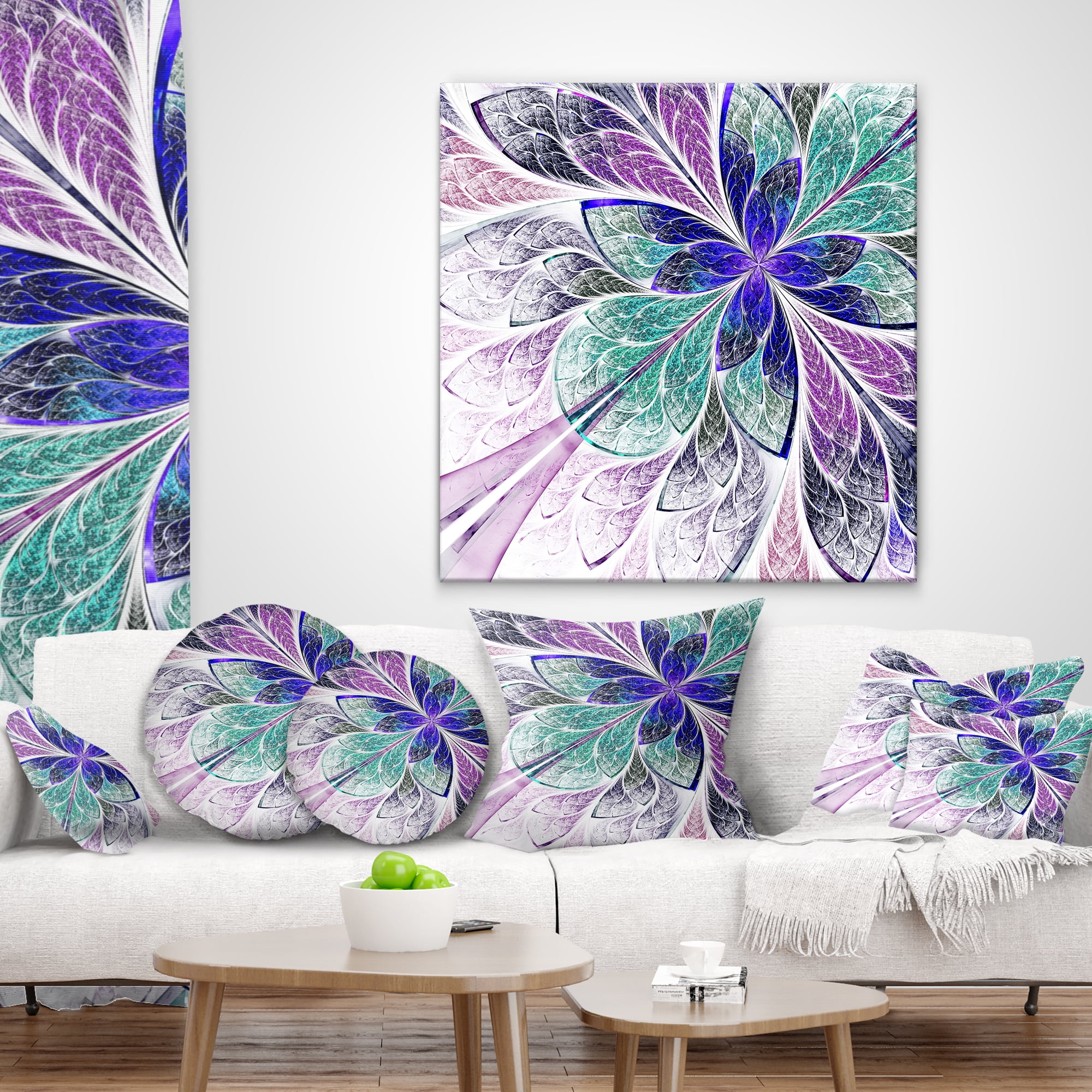 Designart 12" x 20" Contemporary, Modern Blue Polyester Throw Pillow