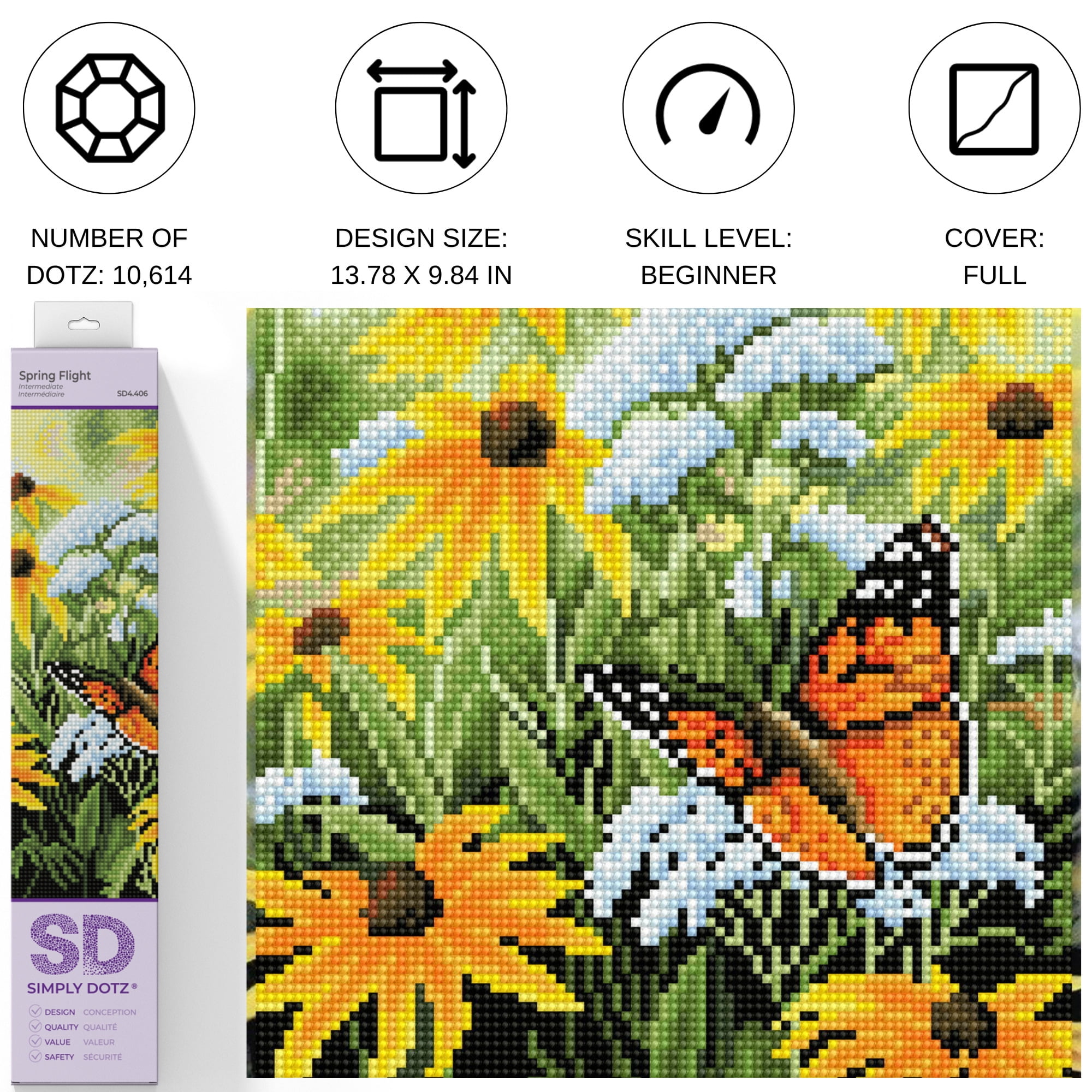 Diamond Dotz Spring Flight Diamond Painting Kits for Adults - Diamond Art Kits a Relaxing Creative Craft Kit with Dotz Gems 13.8x9.8