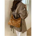 thumbnail image 5 of SPEKSEE Suede Hobo Bag for Women Studded Grommet Crossbody Tote Vintage Slouchy Shoulder Handbag Stylish Fall Purse, 5 of 7