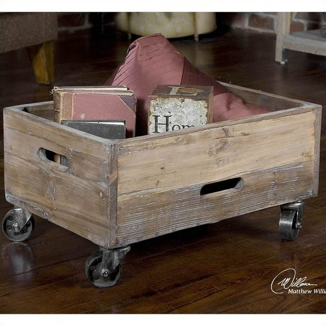 Uttermost Stratford Récupéré Boîte à Rouler en Bois de Sapin dans le Lavage Gris Clair