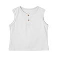 thumbnail image 2 of YOUYEDIAN Toddler Girls Henley Tank Top Kids Sleeveless Crewneck Button Down Shirts Summer Comfy Solid Color Tops (White, 2-3 Years), 2 of 4