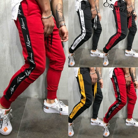 SUNSIOM Mens Gym Slim Fit Trousers Tracksuit Bottoms Skinny Joggers Sweat Track