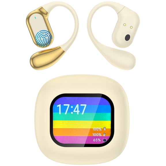Wireless Earbuds Bluetooth 5.4,Noise Cancelling Headphones 40H Playtime IPX7 Waterproof Open-Ear Earphone Headset w/ Ear Hooks&Charging Case True Wireless Earbuds Compatible for iPhone Android,Yellow
