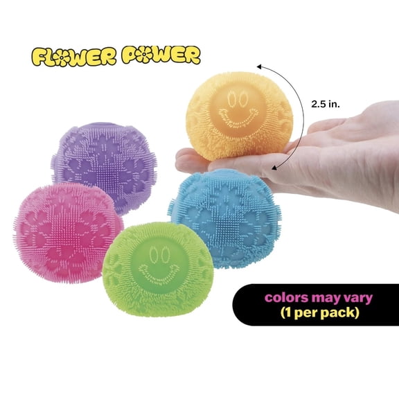Flower Power Squishy Dough Stress Ball, Colors May Vary (1 Piece)