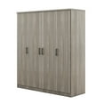 thumbnail image 5 of MODERNLUXE 4 Door Wardrobe Closet with 1 Drawer,Wooden Clothing Storage Cabinet with Hanging Rod and Shelves,Freestanding Armoire Closet for Bedroom,Gray, 5 of 8