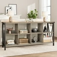 thumbnail image 4 of Grey Storage Bookshelves - 8 Cube Storage Organizer Bookshelf – Long Low Storage Shelf, Horizontal Bookcase, TV Stand – for Living Room, Entryway, Office, 4 of 12