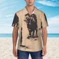 thumbnail image 2 of Susaid Child And Lion Sketch Print Short Sleeve Shirts Button Down Casual Shirts Summer Beach Aloha Button Down Short Sleeve for Men ,XX-Large, 2 of 7