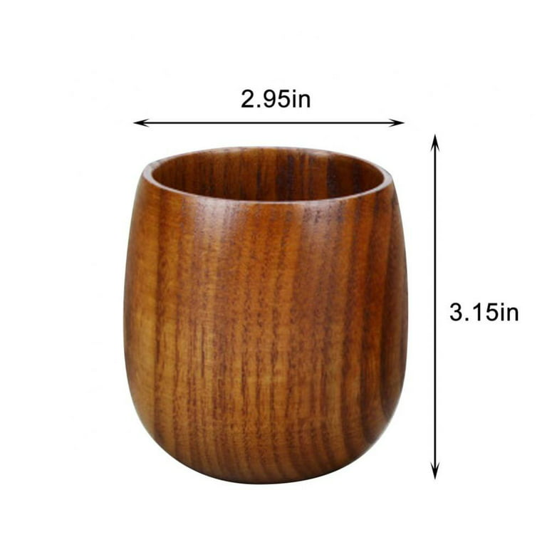 Wood Cup Wooden Mug with Handle Wooden for Drinking Tea Coffee Wine Beer  Hot Drinks Milk(#2)